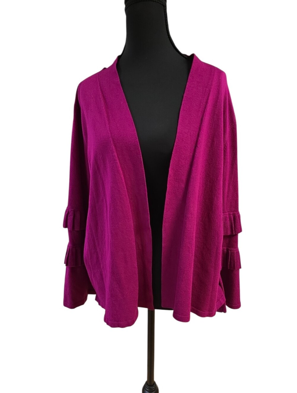 Alfani Bold Magenta Ruffle Sleeve Cardigan L